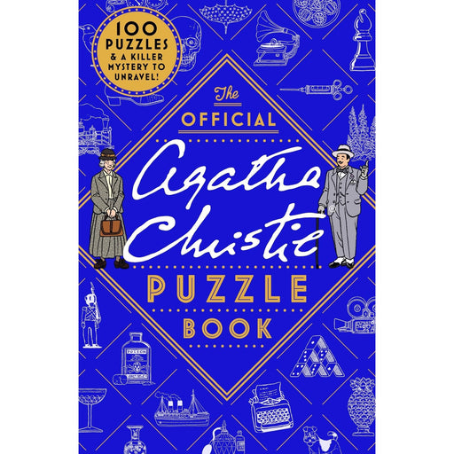 Open Agatha Christie puzzle book by Agatha Christie Ltd featuring detective-themed puzzles and illustrations for fans of mystery.