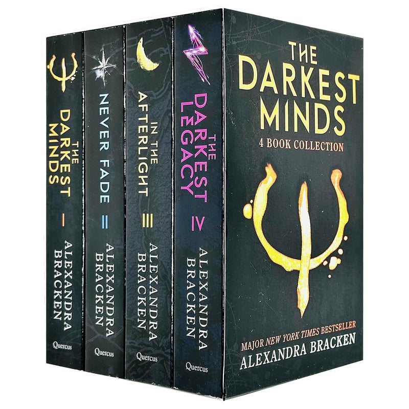 Set of four paperback The Darkest Minds books by Alexandra Bracken, fiction collection with colorful cover art.