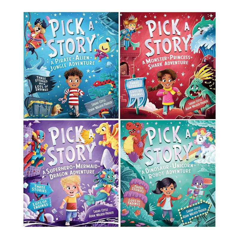 Pick a Story Series 4 Books Collection Set by Sarah Coyle (Pick a Story A Pirate Alien Jungle Adventure, A Dinosaur Unicorn Robot Adventure and More) - The Book Bundle