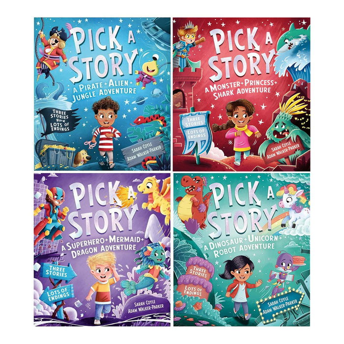 Pick a Story Series 4 Books Collection Set by Sarah Coyle (Pick a Story A Pirate Alien Jungle Adventure, A Dinosaur Unicorn Robot Adventure and More) - The Book Bundle
