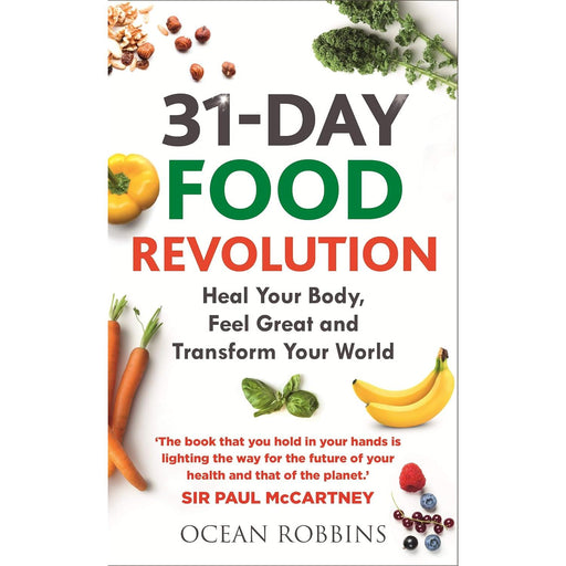 Paperback of 31-Day Food Revolution by Ocean Robbins, a non-fiction diet and nutrition guide with colorful cover design.