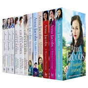 Anna Jacobs 12-book collection set including A Daughter's Journey, A Widow's Courage, and A Woman's Promise, paperback editions.