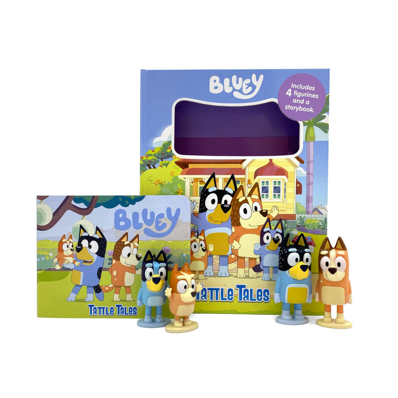 Bluey Tattle Tales 12 Page Storybook Featuring 4 Figurines - Ages 3–5 - Board book