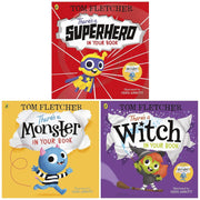 Set of three paperback children's books by Tom Fletcher, titled "Who's In Your Book?" for ages 3 to 7, featuring colorful cover illustrations.