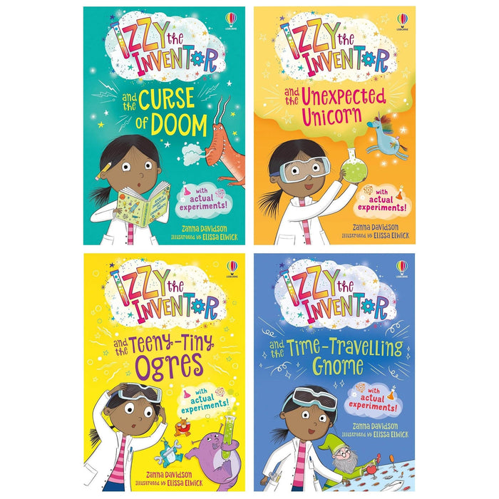 Izzy the Inventor Series By Zanna Davidson 4 Books Collection Set (The Unexpected Unicorn, The Curse of Doom, The Time Travelling Gnome and the Teeny Tiny Ogres) - The Book Bundle