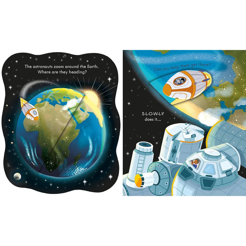 Children's board book titled "Peep Inside How a Rocket Works" by Lara Bryan, showing colorful rocket illustrations for curious kids.
