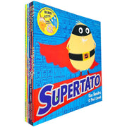Set of 10 Supertato and other storybooks by Sue Hendra and Paul Linnet, featuring colorful illustrations and engaging characters.