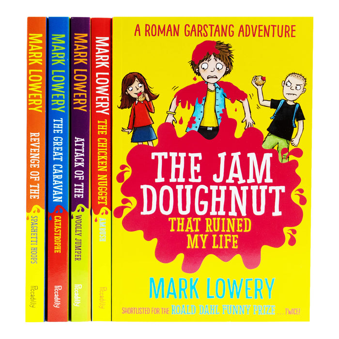 Roman Garstang Disasters Series By Mark Lowery 5 Books Collection Set (The Jam Doughnut That Ruined My Life, The Chicken Nugget Ambush, Attack of the Woolly Jumper and 2 More…) - The Book Bundle