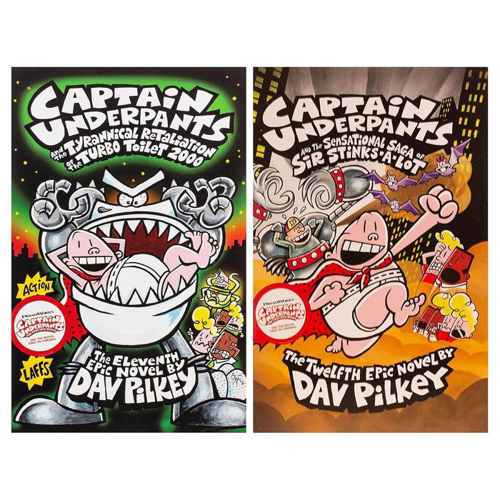 Captain Underpants Book 11 & 12 Collection 2 Books Set (Captain Underpants and the Tyrannical Retaliation of the Turbo Toilet 2000) - The Book Bundle