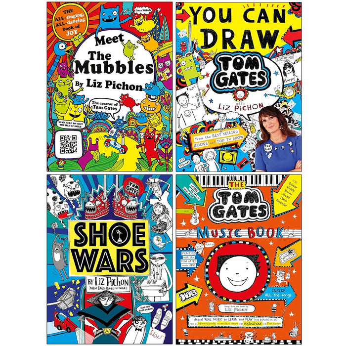 Liz Pichon Collection 4 Books Set (Meet the Mubbles, You Can Draw, Shoe Wars and Tom Gates The Music Book) - The Book Bundle