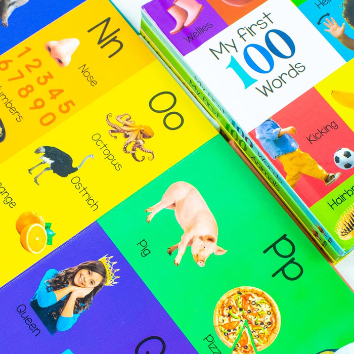 My First 100 Box set 4 books set (My first 100 words, 100 Animals, 100 Colours-shapes-numbers, 100 letters& phonics) - The Book Bundle
