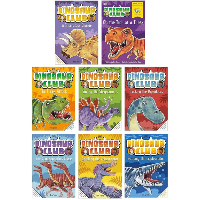 Dinosaur Club Series 8 Books Collection Set (A Triceratops Charge, The T-Rex Attack) - The Book Bundle