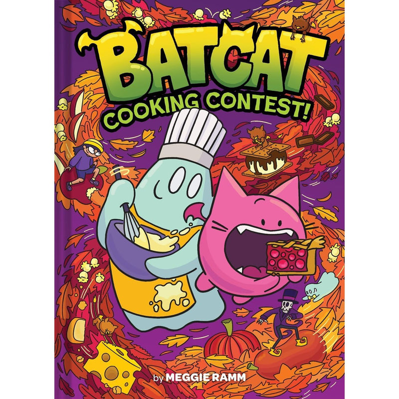 Batcat 3-book graphic novel collection by Meggie Ramm, hardcover set featuring colorful Batcat characters and fictional illustrations.