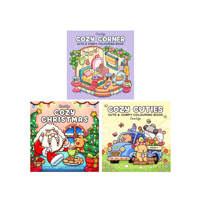 Coco Wyo Cozy Colouring Collection 3 Books Set (Cozy Corner, Cozy Cuties, Cozy Christmas) - The Book Bundle