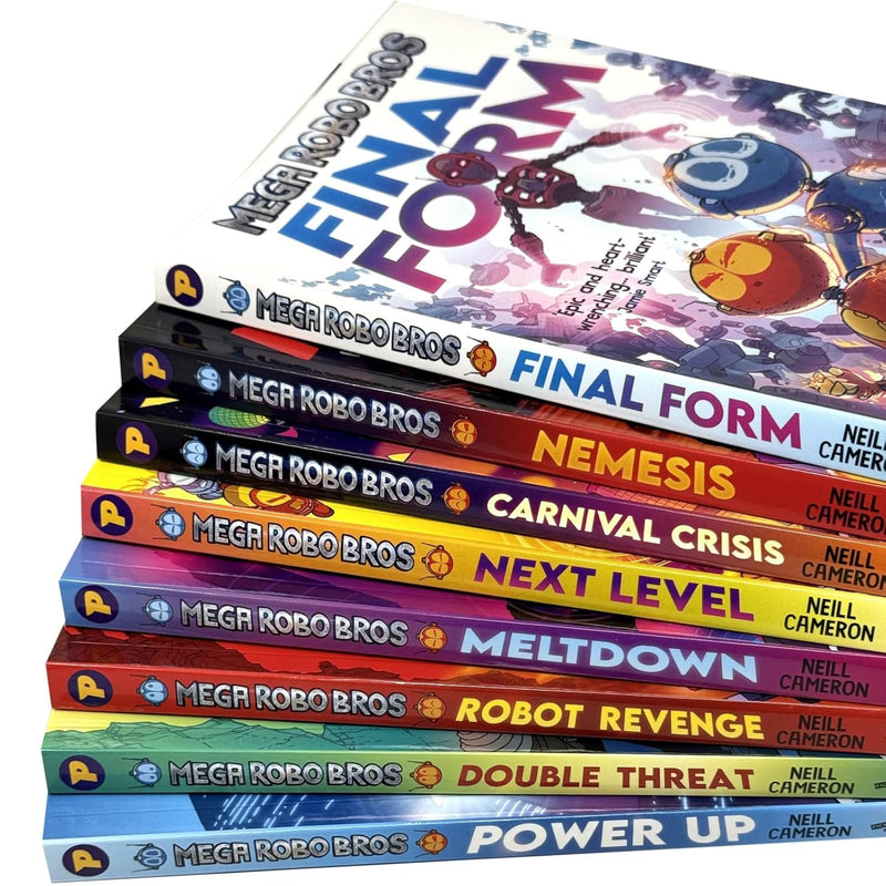 Mega Robo Bros Series Volume 1-8 Books Collection Set By Neil Cameron(Final form, Meltdown, Power Up, Double Threat, Carnival Crisis, Next Level, Robot Revenge & Nemesis) - The Book Bundle