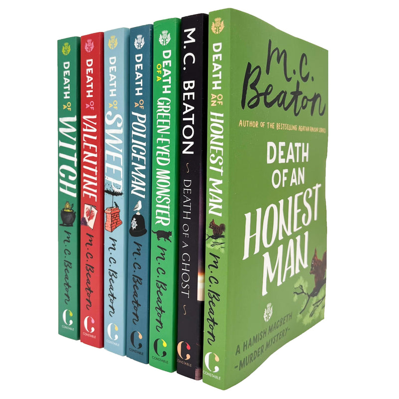 M C Beaton Hamish Macbeth Series Collection 7 Books Set (SERIES 1) (Death of a Green-Eyed Monster, Death of a Witch, Death of a Valentine, Death of a Sweep, Death of a Policeman and MORE!) - The Book Bundle