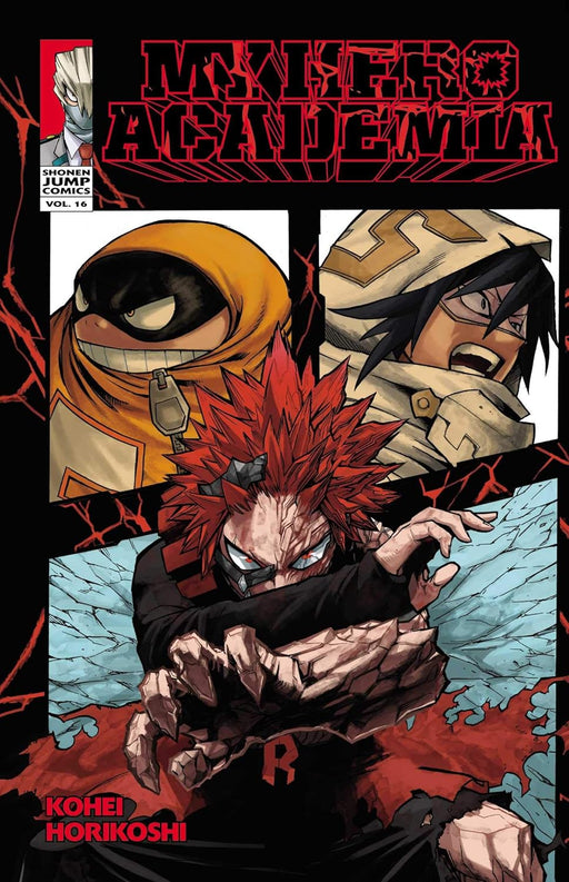 My Hero Academia Volume 16 manga by Kohei Horikoshi featuring Red Riot character on the paperback cover.