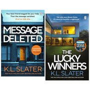 Two paperback fiction books in the Message Deleted & The Lucky Winners collection by K. L. Slater, published by Penguin UK.