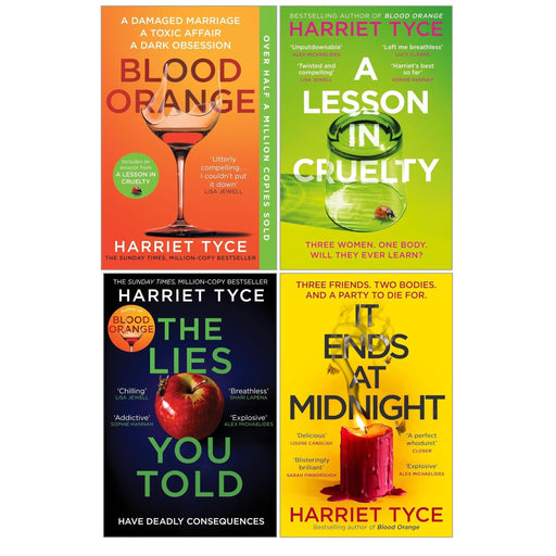 Blood Orange, The Lies You Told, It Ends At Midnight book collection by Harriet Tyce, featuring three fiction novels in a set.