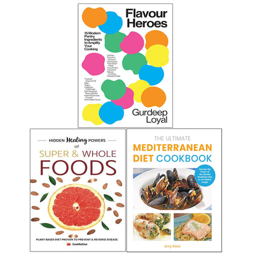 Flavour Heroes(HB), The Ultimate Mediterranean Diet Cookbook, Hidden Healing Powers Of Super & Whole Foods 3 Books Collection Set - The Book Bundle