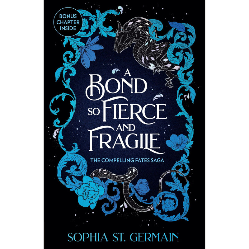 Cover of "The Compelling Fates Saga: A Bond So Fierce and Fragile," a romantic fantasy novel by Headline Eternal, featuring mystical artwork.