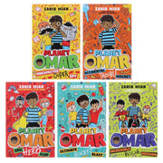 Five-book Planet Omar series box set by Zanib Mian featuring adventures of Omar in humorous, colorful covers.
