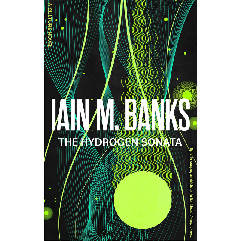 Paperback of The Hydrogen Sonata by Iain M. Banks, part of the Culture series, with cover art featuring abstract sci-fi design.