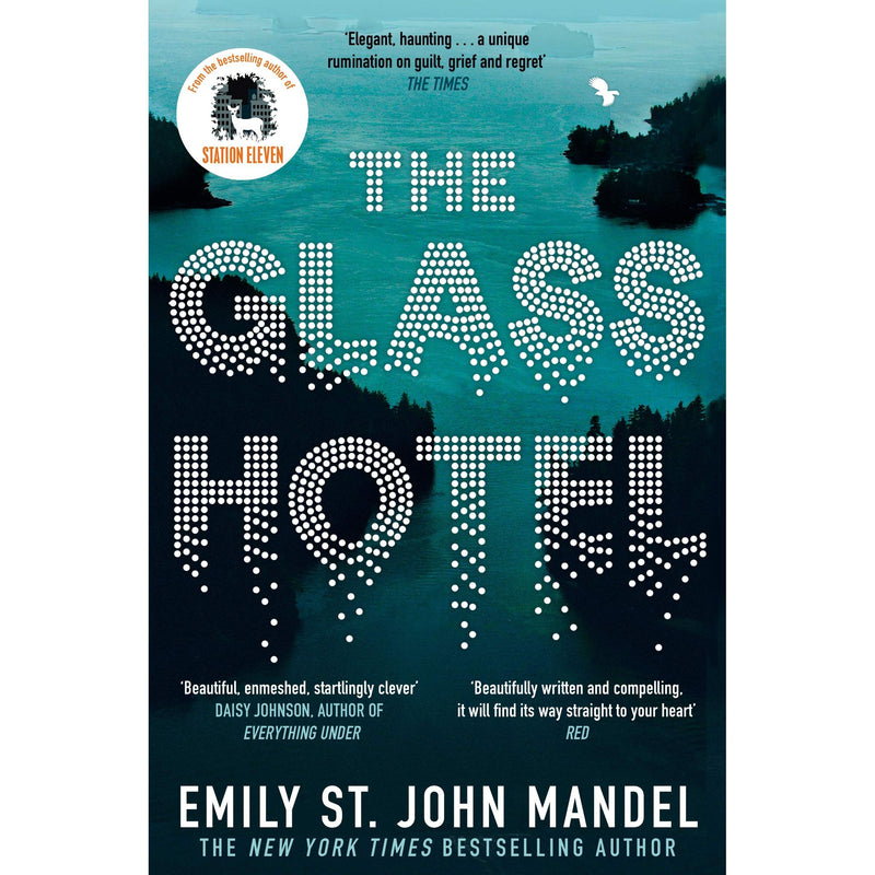 Cover of The Glass Hotel novel by Emily St John Mandel, published by Picador, featuring a haunting design and typography.