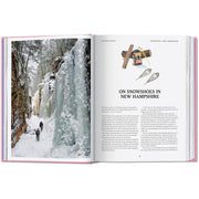 Hardcover book titled "The New York Times Explorer" by Barbara Ireland, featuring 100 dream trips around the world with vivid cover art.