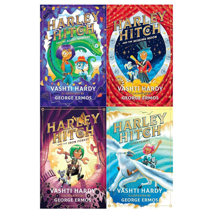 Harley Hitch 4 Books Collection Set by Vashti Hardy (The Iron Forest, The Missing Moon, The Fossil Mystery, Takes Flight) - The Book Bundle