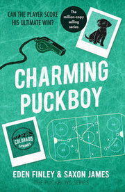 Charming Puckboy 10 paperback by Saxon James and Eden Finley, romance novel with colorful cover featuring puckboy theme.