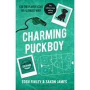 Charming Puckboy 10 paperback by Saxon James & Eden Finley, romance novel featuring a puckboy character, cover with fantasy-inspired art.