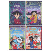 Set of four Witches of Brooklyn graphic novels by Sophie Escabasse, featuring colorful witch characters and whimsical artwork.