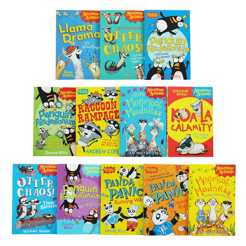 Awesome Animals Series 12 Books Collection Set (Meerkat Madness, Llama Drama, Koala Calamity)