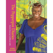 Two hardcover books: "The Pepperpot Diaries" by Andi Oliver and "Original Flava Caribbean Recipes from Home" by Craig McAnuff and Shaun McAnuff.