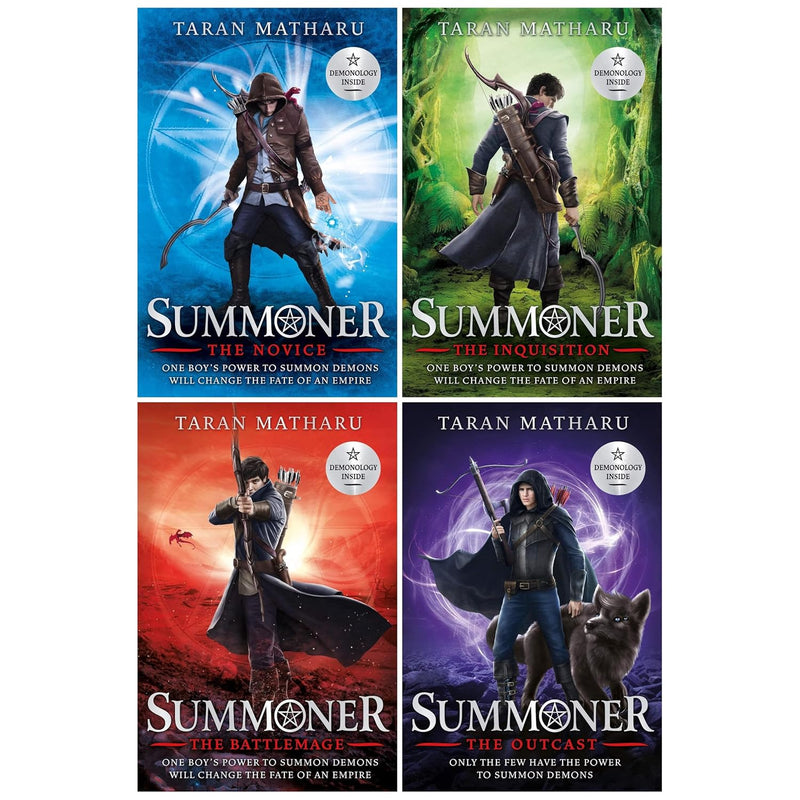 Set of four paperback fantasy books from The Summoner collection by Taran Matharu, featuring young adult adventure stories.