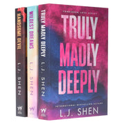 Three-book collection set of Forbidden Love Series by L.J. Shen, including Truly Madly Deeply, Wildest Dreams, and Handsome Devil.