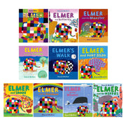 Elmer 10 Book Collection Set - Children Picture Flats Illustrated Elephant Pack Paperback - The Book Bundle