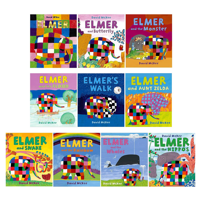 Elmer 10 Book Collection Set - Children Picture Flats Illustrated Elephant Pack Paperback - The Book Bundle