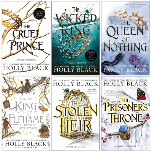 Six-book set of Holly Black's Folk of the Air series by Bonnier Books UK, featuring fantasy fiction with colorful covers.