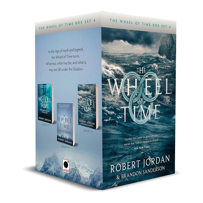 Orbit The Wheel of Time Box Set 4 with books 10-12 by Robert Jordan, featuring Crossroads of Twilight, Knife of Dreams, Gathering Storm