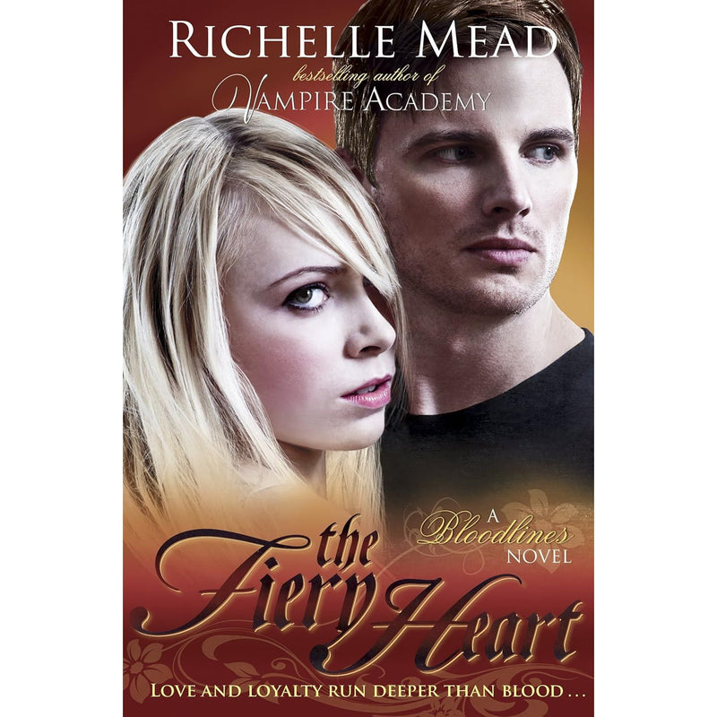 Paperback copy of Bloodlines: The Fiery Heart by Richelle Mead, a fiction novel from Penguin with a vivid cover design.