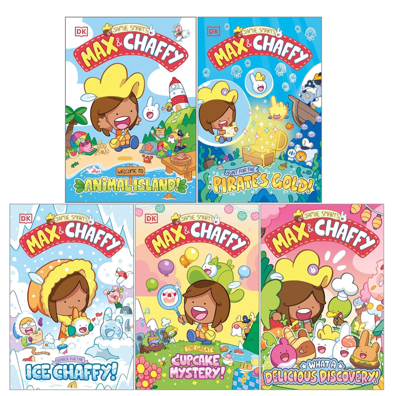 Max and Chaffy Series 5 Books Collection Set By Jamie Smart (Welcome to Animal Island, The Great Cupcake Mystery, Search for the Ice Chaffy, Hunt for the Pirate's Gold, What a Delicious Discovery!) - The Book Bundle