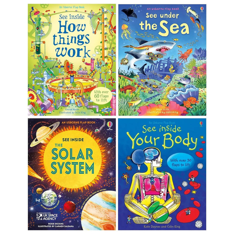 Usborne Flap Book See Inside Series 4 Books Collection Set (See Inside Your Body) - The Book Bundle