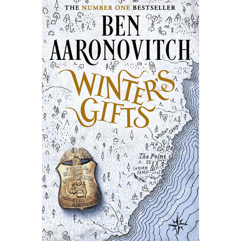 Paperback copy of Rivers of London: Winter's Gifts novella by Ben Aaronovitch, featuring cover art in a winter-themed design.