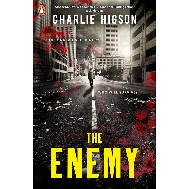 Set of eight paperback fiction books by Charlie Higson from Penguin Ltd, featuring "The Enemy" and "King Zero" collection.