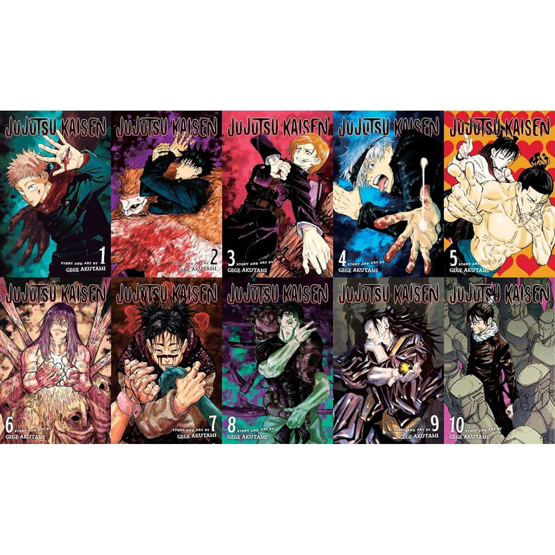 JuJuTsu Kaisen Series 1-10 set collection bundle Volumes (paperback) by Gege Akutami - The Book Bundle