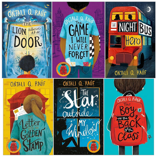 Collection of six paperback children's books by Onjali Q. Raúf, including Star Outside My Window, Boy At The Back Of The Class, and Night Bus Hero.