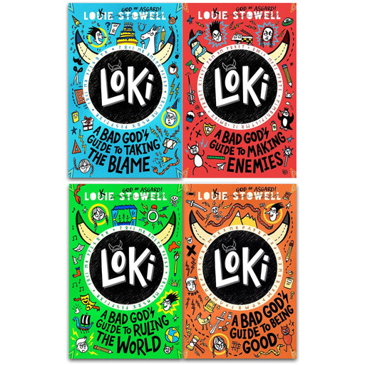 Loki A Bad God's Guide Series Collection 4 Books Set By Louie Stowell (Guide To Taking The Blame and Guide To Being Good, Guide to Ruling the World, Guide to Making Enemies) - The Book Bundle