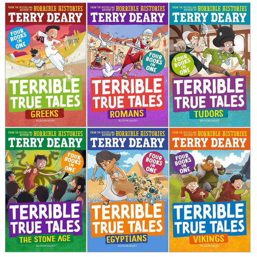Terrible True Tales Series 6 Books Collection Set by Terry Deary (Egyptians, Tudors, Vikings, Romans, The Stone Age, Greeks) - The Book Bundle